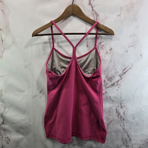 Lululemon Tank Top Womens 10 Pink Built In Shelf Bra Y T Racerback Magenta Hot - Picture 5 of 10